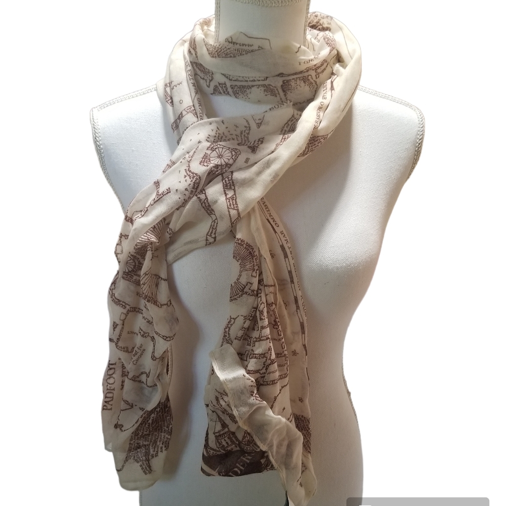 Marauder's Map Harry Potter wearable scarf vintage look